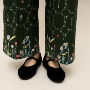 ワイドパンツ (flower-green)